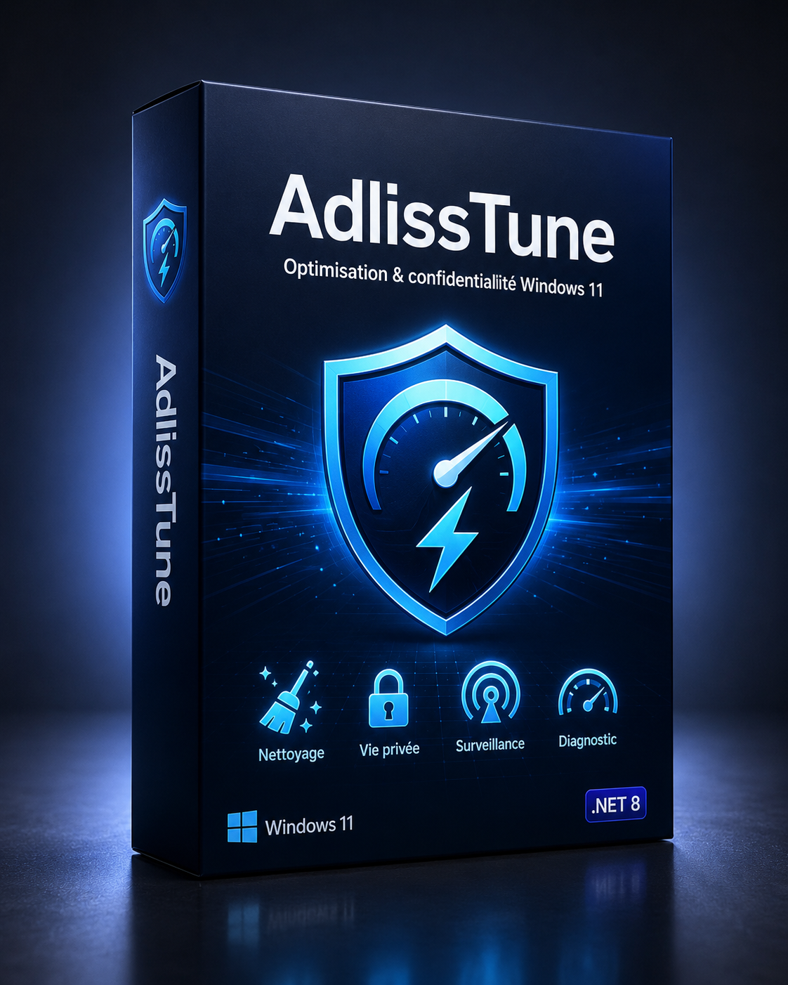 Boîte logiciel AdlissTune — optimisation et confidentialité Windows 11